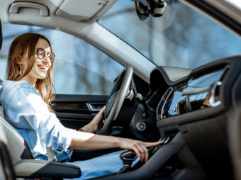 Woman driving a car